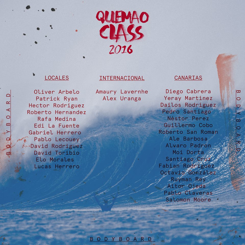 Lista de invitados Bodyboard Quemao Class 2016